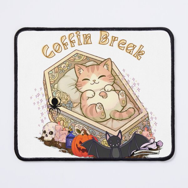 Item preview, Coffin Break Cat – Funny Kawaii Soft Goth Sticker / Tee designed and sold by RetroFlow Designs..