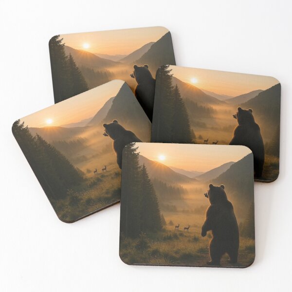 Item preview, Bear and Deer at Sunrise designed and sold by ART-POD-PL.