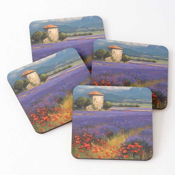 Item preview, Provence landscape painting, lavender field and dovecote designed and sold by mliotard.
