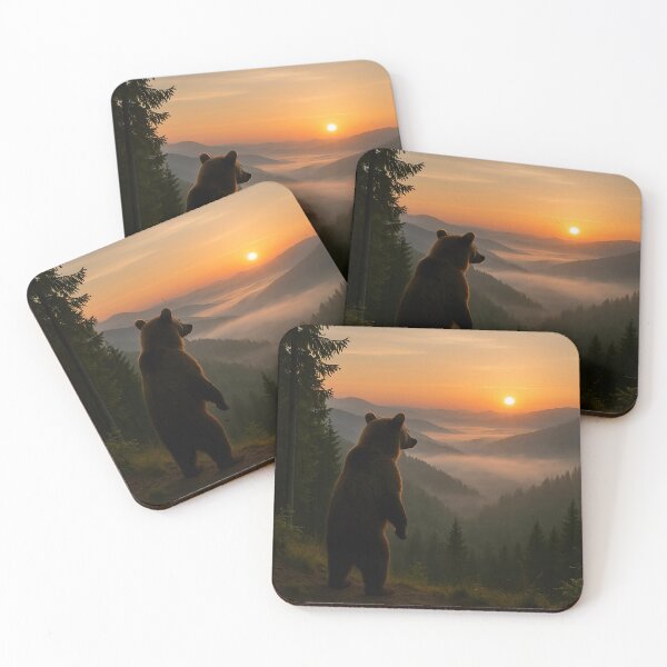 Item preview, Bear Watching a Misty Sunrise designed and sold by ART-POD-PL.