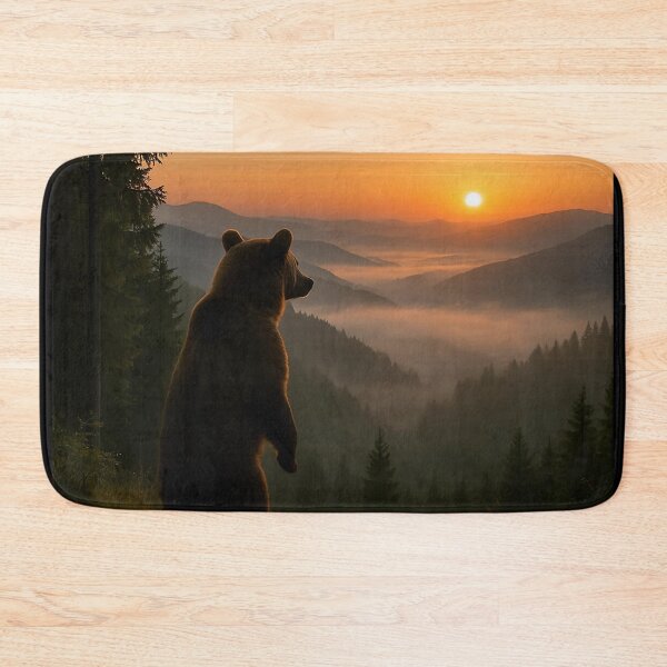 Item preview, Bear Watching a Misty Sunrise designed and sold by ART-POD-PL.