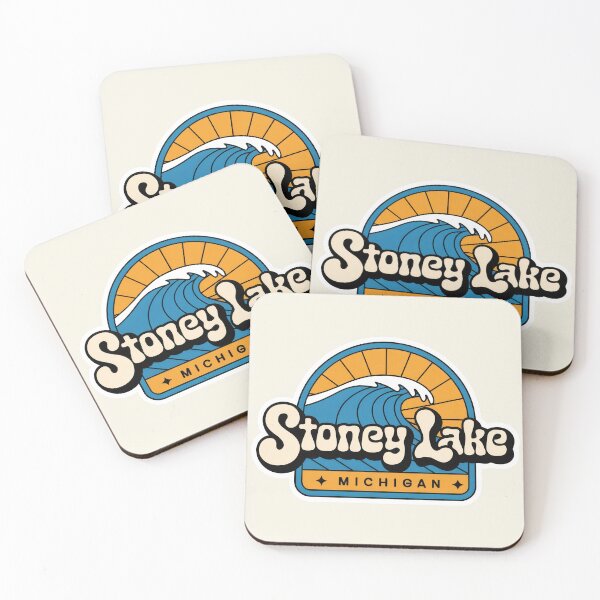 Item preview, Stoney Lake Michigan 70s Retro Wave Decal designed and sold by TheOldMittenIllustrated.