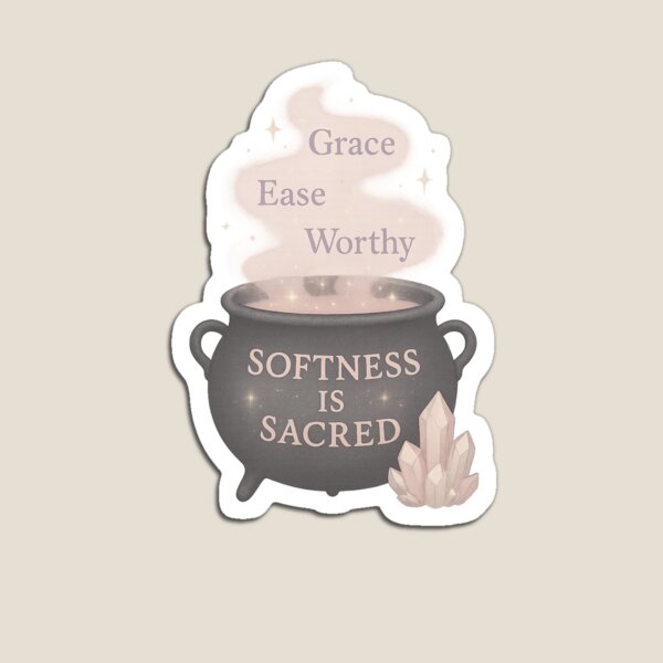 Item preview, Softness is Sacred Cauldron | Witchy Law of Attraction Sticker & Printable Wall Art | Printable Sticker designed and sold by HerDreamCodes.