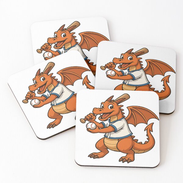 Item preview, Cartoon Dragon Playing Baseball Illustration designed and sold by WilGrowDesigns.