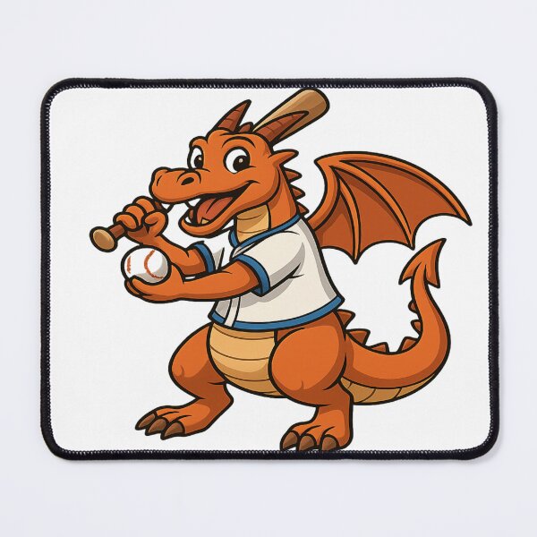 Item preview, Cartoon Dragon Playing Baseball Illustration designed and sold by WilGrowDesigns.