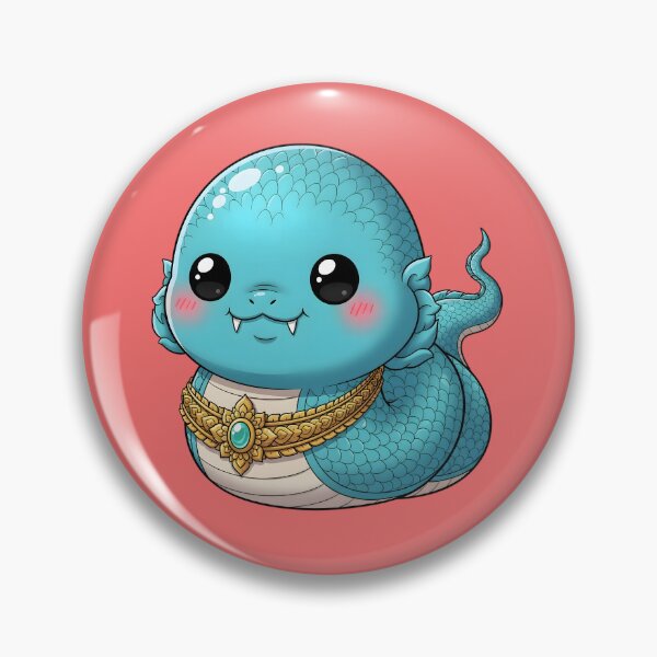 Item preview, Cute Turquoise Thai Naga – Kawaii Mythical Serpent with Golden Ornament designed and sold by SiamSmiles.
