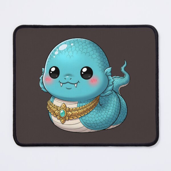 Item preview, Cute Turquoise Thai Naga – Kawaii Mythical Serpent with Golden Ornament designed and sold by SiamSmiles.