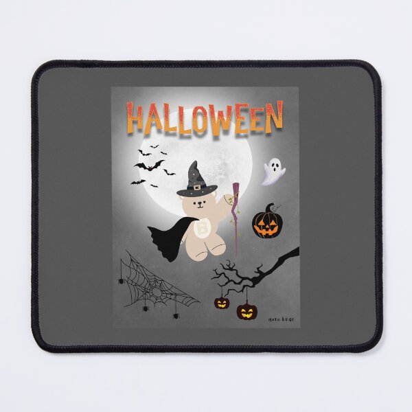 Item preview, Mono Bear Halloween Graphic – Witch Bear with Cape and Pumpkin Night designed and sold by mintmono-studio.