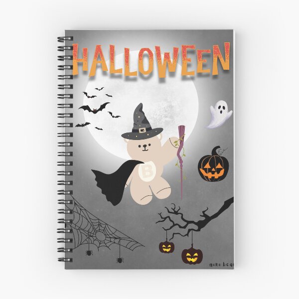 Item preview, Mono Bear Halloween Graphic – Witch Bear with Cape and Pumpkin Night designed and sold by mintmono-studio.