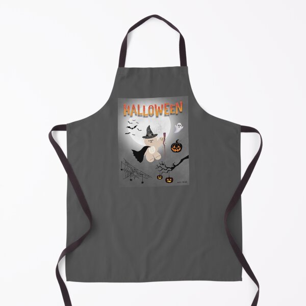 Item preview, Mono Bear Halloween Graphic – Witch Bear with Cape and Pumpkin Night designed and sold by mintmono-studio.