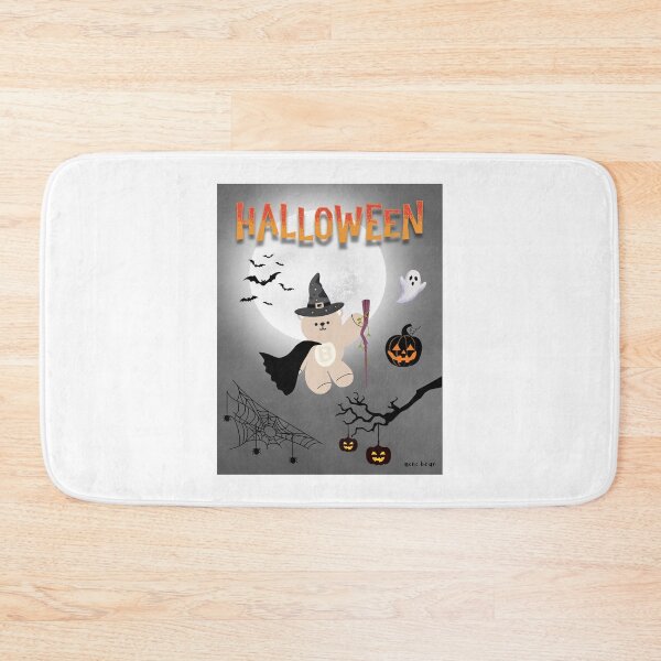 Item preview, Mono Bear Halloween Graphic – Witch Bear with Cape and Pumpkin Night designed and sold by mintmono-studio.