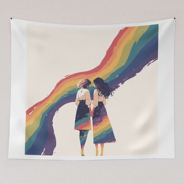 Item preview, Rainbow Silhouettes Of Women Holding Hands designed and sold by Christian Weiss.