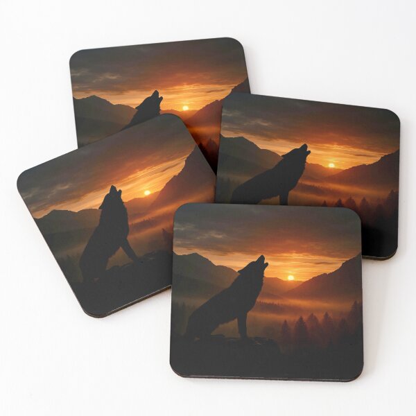 Item preview, Howling Wolf at Fiery Sunset designed and sold by ART-POD-PL.