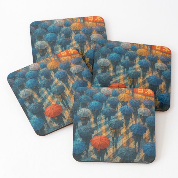 Item preview, Tokyo Umbrella Rush – Bird’s Eye Rainy Night Crosswalk Scene designed and sold by Taberland.