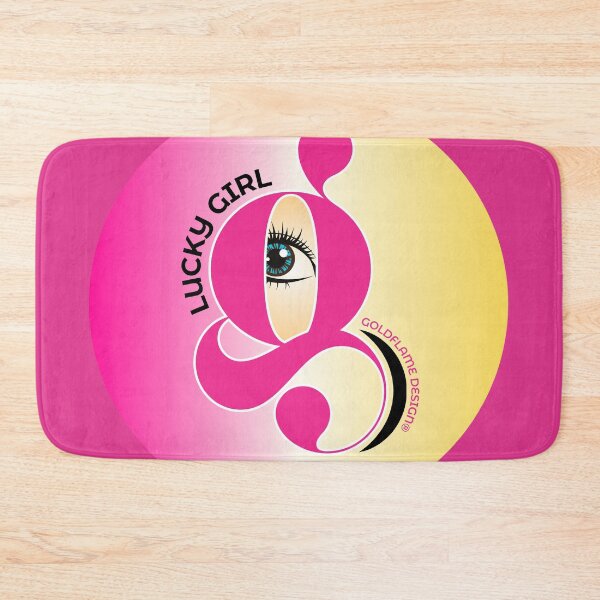 Item preview, LUCKY GIRL - Affirming  Happiness Vibrant ART DECO DESIGN - magenta-pink-yellow designed and sold by GoldflameDesign®.