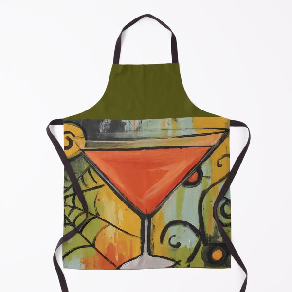 Item preview, Celebrate Halloween with a Vibrant Martini Glass Surrounded by Spirals and Spider Web designed and sold by OlfactoART Studio.