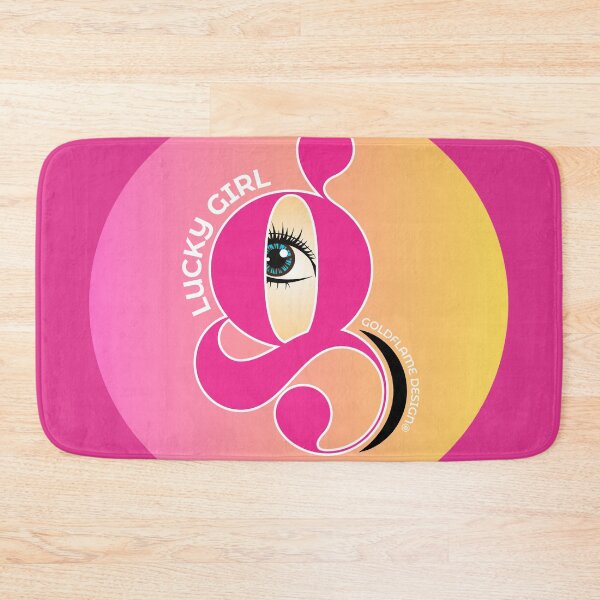 Item preview, LUCKY GIRL - Affirming  Happiness Vibrant ART DECO DESIGN - magenta-pink-golden yellow designed and sold by GoldflameDesign®.