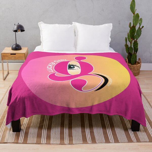 Item preview, LUCKY GIRL - Affirming Happiness Vibrant ART DECO DESIGN - magenta-pink-golden yellow designed and sold by GoldflameDesign®.