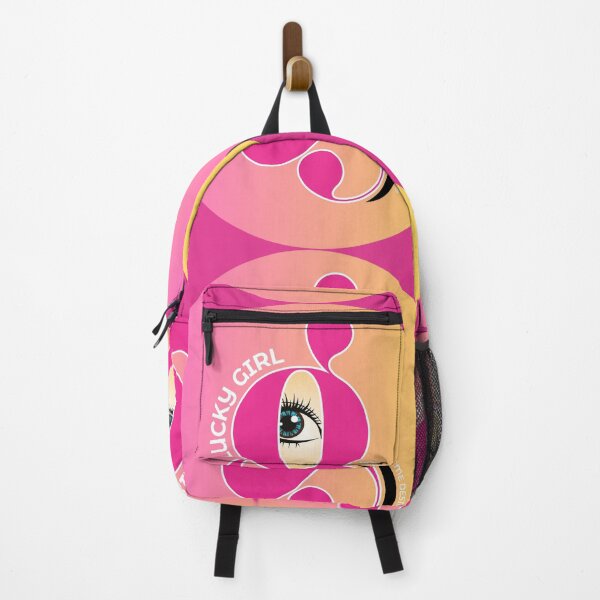 Item preview, LUCKY GIRL - Affirming Happiness Vibrant ART DECO DESIGN - magenta-pink-golden yellow designed and sold by GoldflameDesign®.