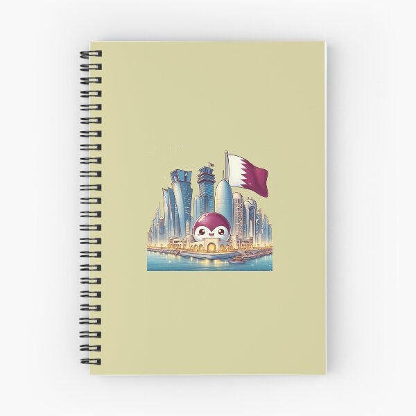 Item preview,   Doha Corniche Skyline Qatar 3D Cute Sketch with Qatari Flag,   designed and sold by PaintMeWorld.