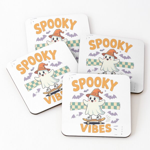 Item preview, Cute Ghost Skater "Spooky Vibes" Halloween Graphic Design designed and sold by ArtistryNetix.