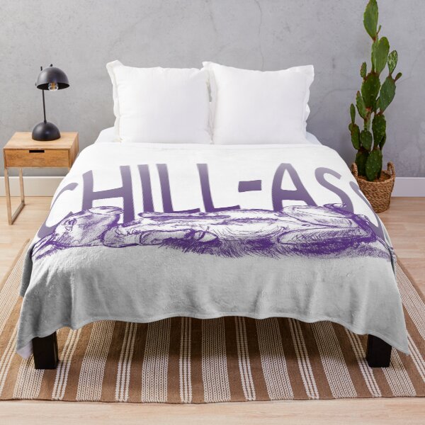 Item preview, Drawing of a donkey rolling on the ground - purple blue colorized version and text in English designed and sold by SylvieG18.