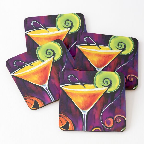 Item preview, Raise a Glass to Halloween with Festive Cocktails Pumpkins and Spiraling Color designed and sold by OlfactoART Studio.