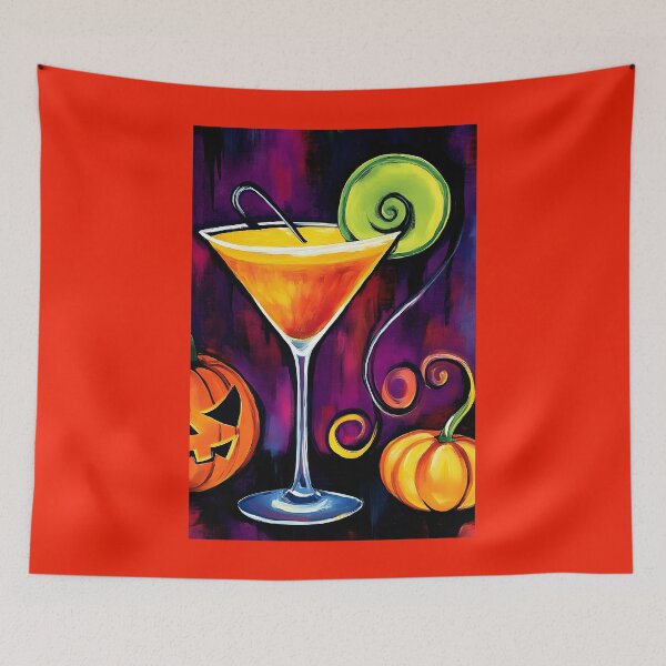 Item preview, Raise a Glass to Halloween with Festive Cocktails Pumpkins and Spiraling Color designed and sold by OlfactoART Studio.