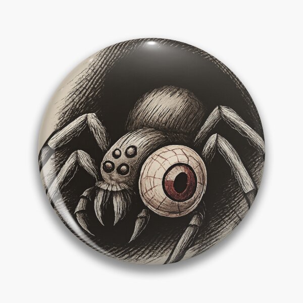 Item preview, Halloween Spider with Bloodshot Eyeball Vintage Etching designed and sold by Meandmyshop.