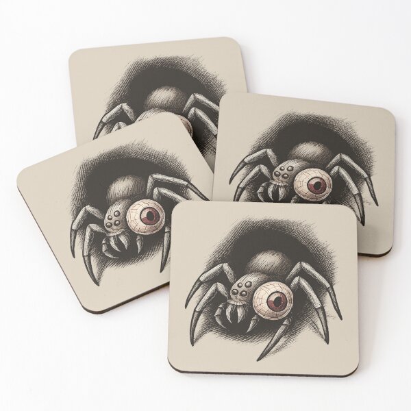 Item preview, Halloween Spider with Bloodshot Eyeball Vintage Etching designed and sold by Meandmyshop.