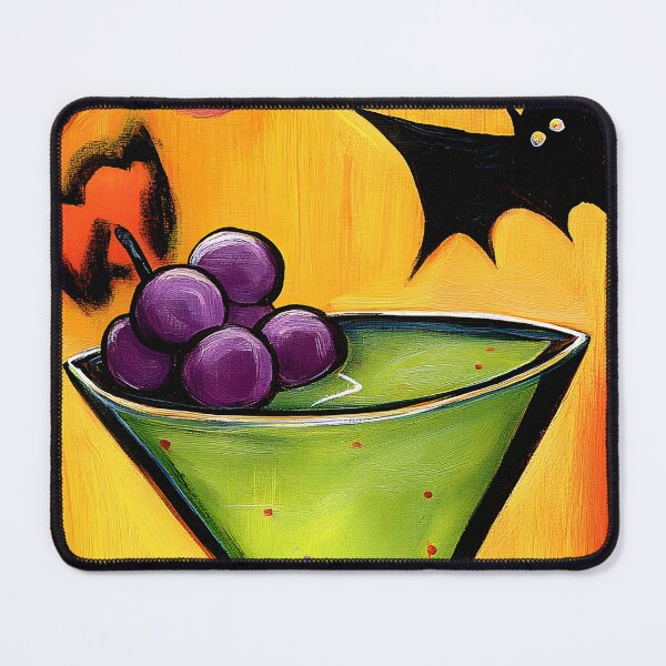 Item preview, Vibrant Green Halloween Martini Cocktail Surrounded by Flying Bats and Swirling Designs designed and sold by OlfactoART Studio.
