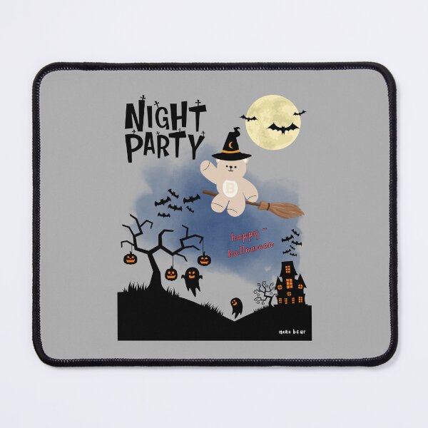Item preview, Mono Bear Halloween Graphic – Flying Witch Bear with Broomstick designed and sold by mintmono-studio.