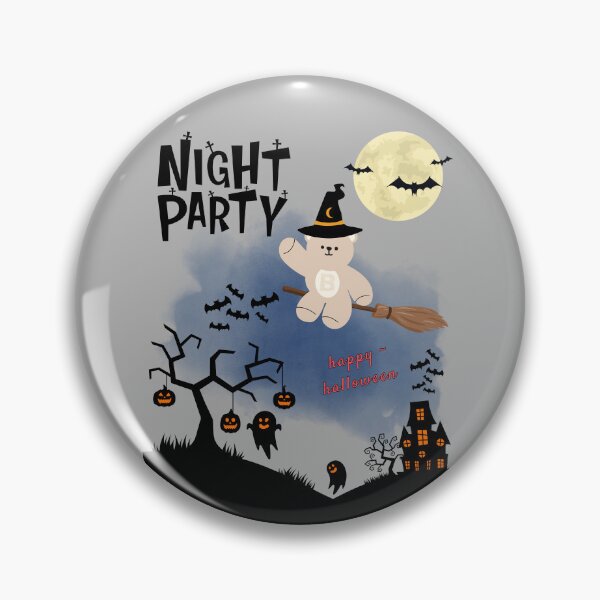 Item preview, Mono Bear Halloween Graphic – Flying Witch Bear with Broomstick designed and sold by mintmono-studio.