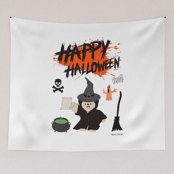 Item preview, Mono Bear Halloween Graphic – Witch Bear with Cauldron and Spell designed and sold by mintmono-studio.