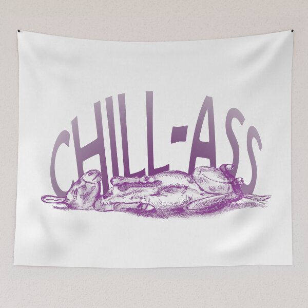 Item preview, Drawing of a donkey rolling on the ground - purple-red colorized version with English text designed and sold by SylvieG18.
