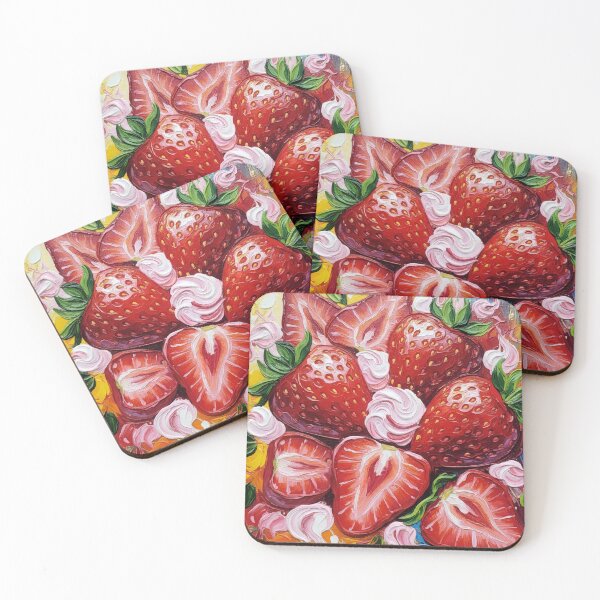 Item preview, Red strawberries in harmonious and delicious acrylic colors. The colors reflect the beauty of the fruits and provide a beautiful, divided, and refreshing visual nourishment. designed and sold by jotcar.