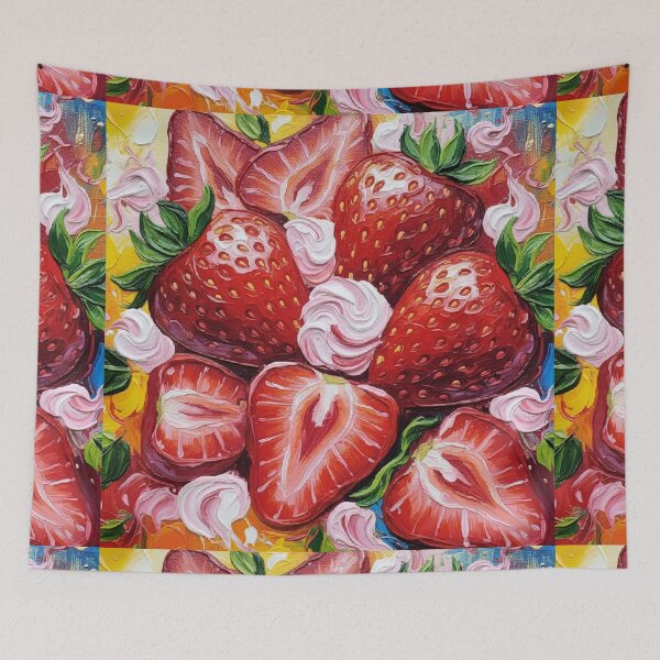 Item preview, Red strawberries in harmonious and delicious acrylic colors. The colors reflect the beauty of the fruits and provide a beautiful, divided, and refreshing visual nourishment. designed and sold by jotcar.