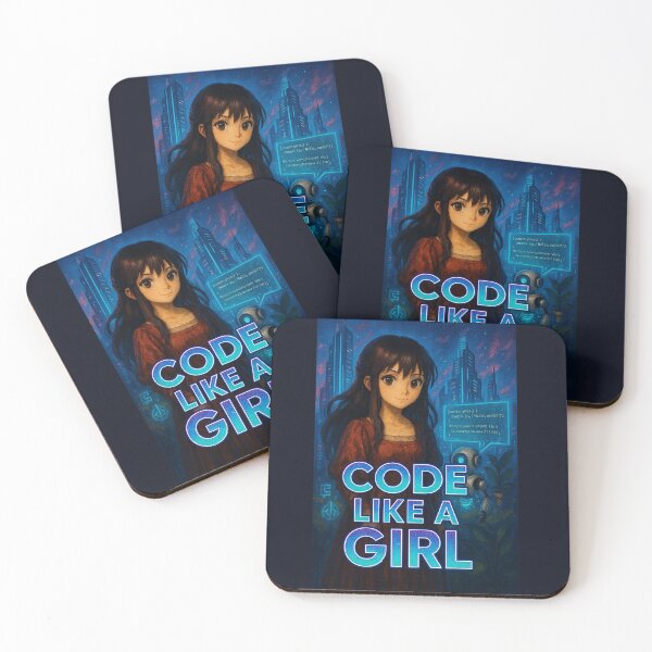 Item preview, Code Like a Girl – Futuristic Anime Empowerment Design designed and sold by LittleCountess.