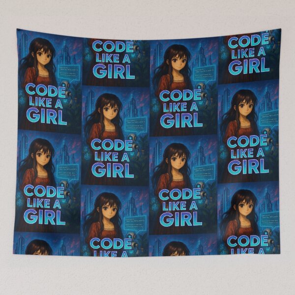 Item preview, Code Like a Girl – Futuristic Anime Empowerment Design designed and sold by LittleCountess.