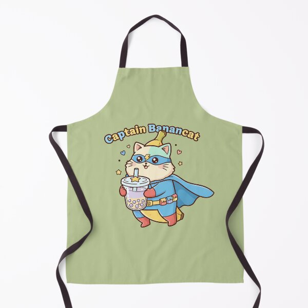 Item preview, Captain Banancat Superhero Cat with Bubble Tea designed and sold by PENLEAF DESIGNS.