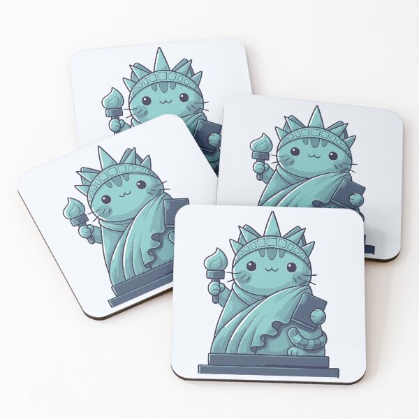 Item preview, Liberty Cat Kawaii Statue Illustration designed and sold by -DEEWOLF-.