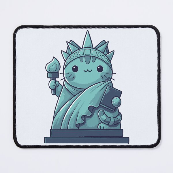 Item preview, Liberty Cat Kawaii Statue Illustration designed and sold by -DEEWOLF-.