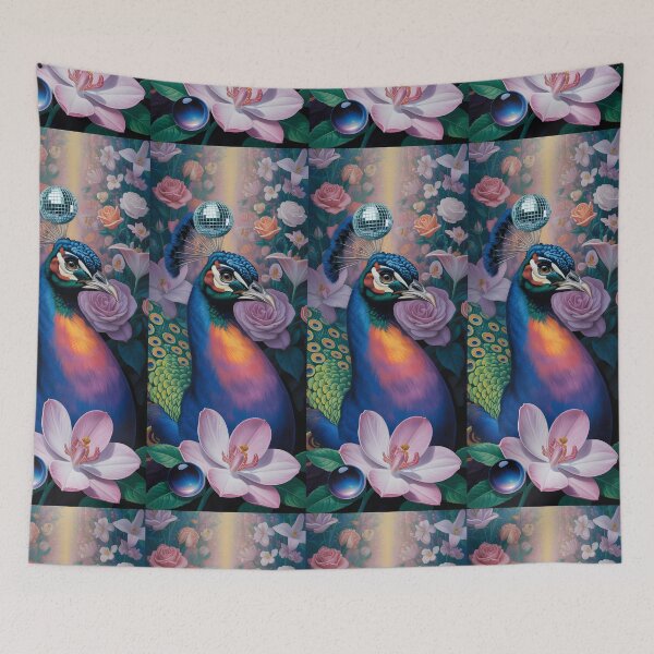 Item preview, Disco Peacock: Enchanting Bloom & Bold Vibrance designed and sold by CanvasCarousel.