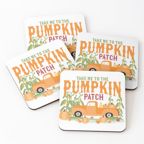 Item preview, Take me to the pumpkin patch text design with retro pick up truck pumpkins and cornstalks designed and sold by Jdawnink.