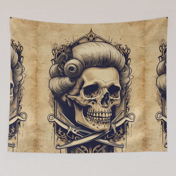 Item preview, Skull with Razors – Dark Barber Art designed and sold by Antik by Schulz.