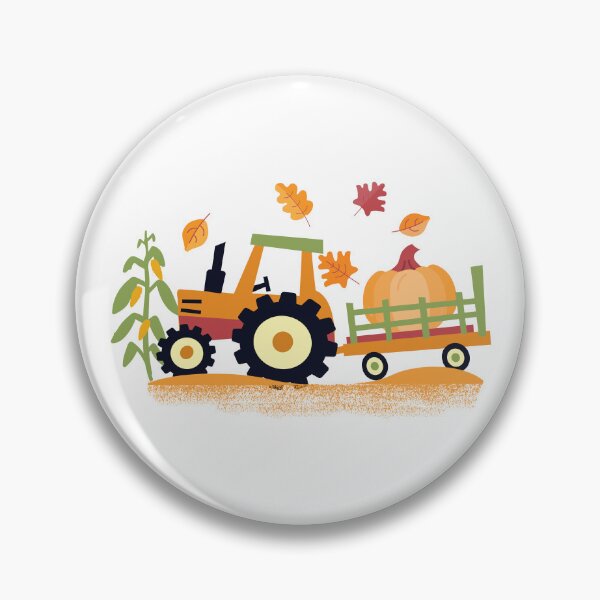 Item preview, Cute Farm Tractor and Wagon with pumpkin, cornstalks and leaves designed and sold by Jdawnink.