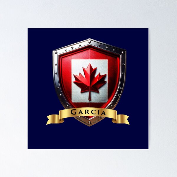 Item preview, Garcia Family Canada Shield, Maple Leaf Heraldry Crest designed and sold by Highlandkings.