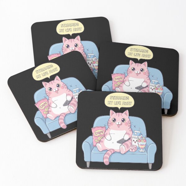 Item preview, Lazy Potato Cat T-Shirt Funny Fat Anime Cat on Couch with Snacks, Kawaii Pastel Meme Design designed and sold by Neko-Doodle-co.