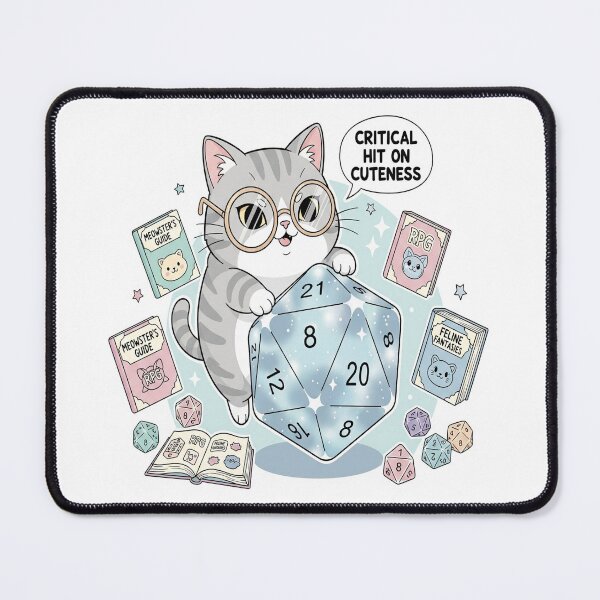 Item preview, Kawaii Chubby Cat Rolling D20 Dice, Cute Anime RPG Gamer Design designed and sold by Neko-Doodle-co.