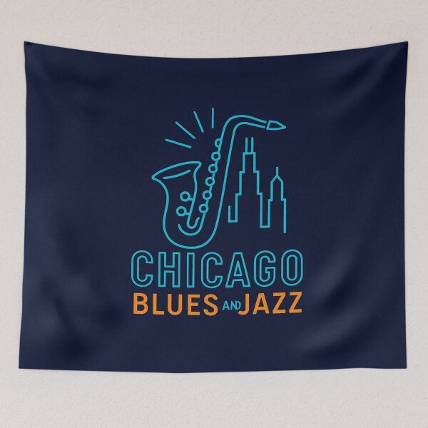 Item preview, Chicago Blues And Jazz Icon Featuring Saxophone and City Skyline designed and sold by Rue Market.
